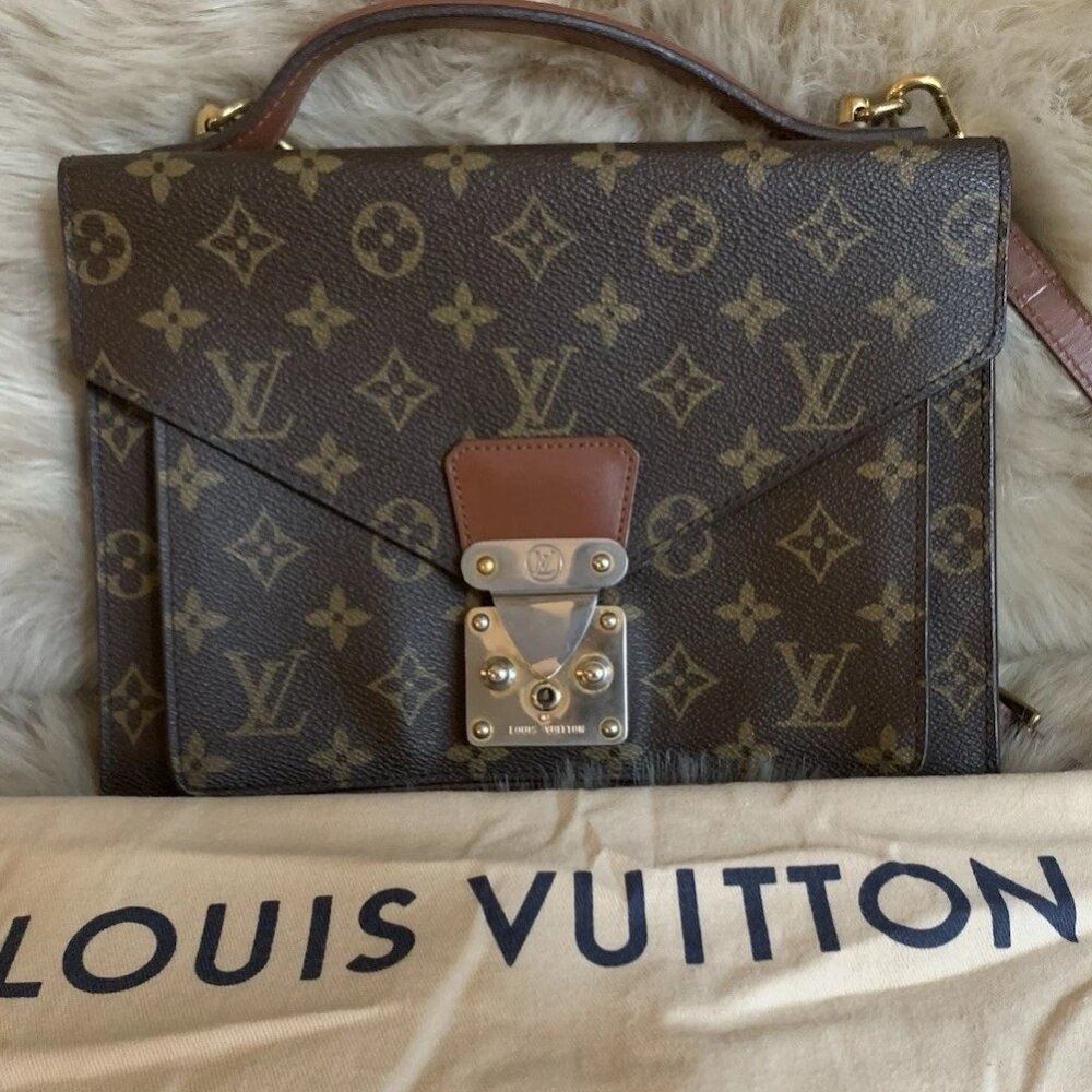 *Beautiful**Louis Vuitton**Monceau**Leather  Handbag & Crossbody Strap